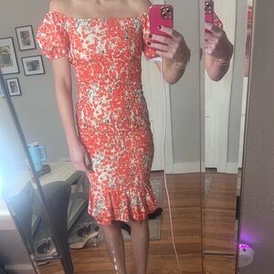 Hello Molly fitted midi dress with cap sleeves. Worn once in brand new condition